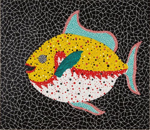草間彌生　「Fish 」の買取画像シルクスクリーン　魚